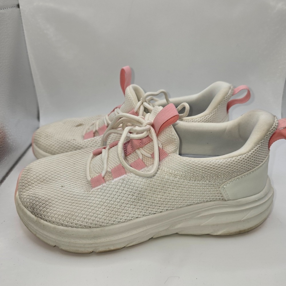 KOLILI Women sz 7.5 White Pink Wide Toe Box Cushion Low Top Walking Shoes